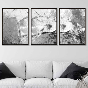 ARTZE WALL ART Fractured Moonlight - 3 Piece Single Picture Frame Print Set