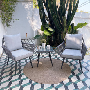 CORRIGAN STUDIO® Barrantes 2 - Person Rattan Seating Group with Cushions