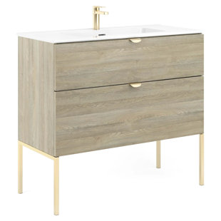 MERCER41 Esmont 40'' Single Bathroom Vanity with Manufactured Wood Top