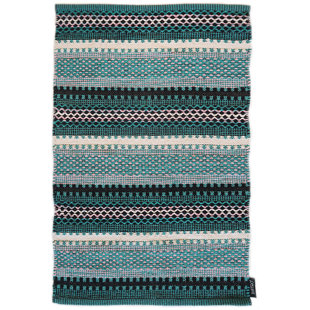 BAKERO Saffron Hand Woven Flatweave Green/Blue Area Rug