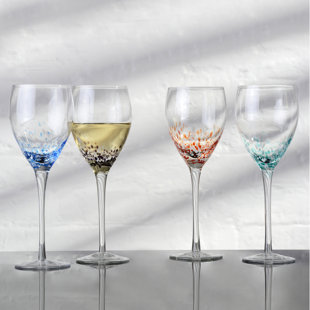 ANTON STUDIO DESIGNS Speckle 11.75oz. Glass All Purpose Wine Glass Stemware Set (Set of 4)