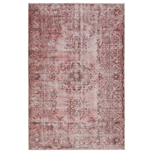 KATE LESTER + JAIPUR LIVING Machine Washable Oriental Area Rug in Rose/Maroon