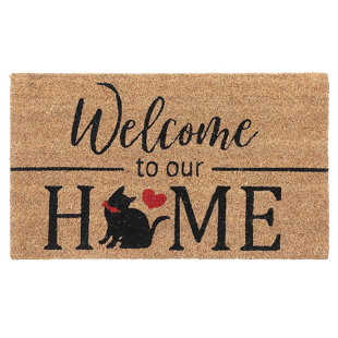 IH CASADÉCOR Coir (Cat - Welcome to our Home) 30" x 18" Non-Slip Indoor Outdoor Door Mat