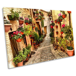 CANVAS GEEKS Mediterranean Village - Wrapped Canvas Print