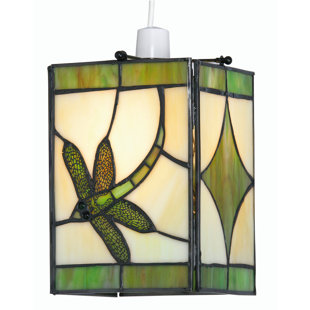 AUGUST GROVE 22cm H Glass Rectangle Pendant Shade ( Spider ) in Green