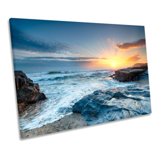 CANVAS GEEKS Booby's Bay Cornwall Beach - Wrapped Canvas Print