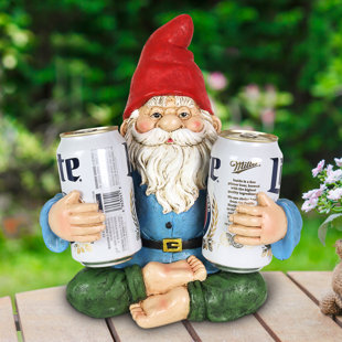 Exhart Good Time Two Drink Holding Lotus-Sitting Yoga Gnome Statue, 10 by 11.5 Inches