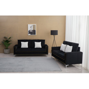 KINGWAY INC 2 Piece Velvet Living Room Set