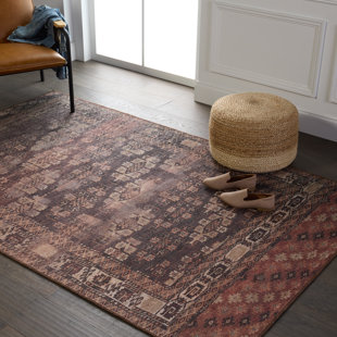KATE LESTER + JAIPUR LIVING Machine Washable Southwestern Power Loom Polyester Area Rug in Brown/Terracotta