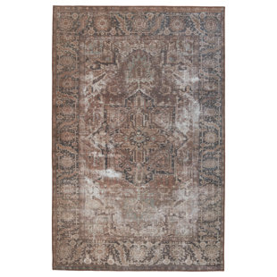 KATE LESTER + JAIPUR LIVING Machine Washable Minita Floral Power Loom Polyester Area Rug in Brown/Tan