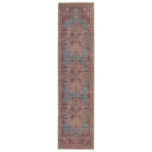 KATE LESTER + JAIPUR LIVING Machine Washable Power Loom Performance Dark Red/Blue Rug