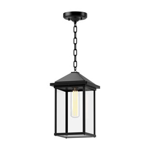 ALORA MOOD Larchmont Textured Black 1 -Bulb 13" H Outdoor Hanging Lantern