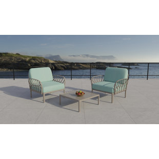STRATA FURNITURE Miky 2 - Person Outdoor Seating Group with Cushions