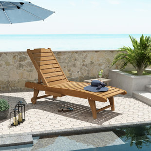 MOONQUAKE Outdoor Wood Chaise Lounge