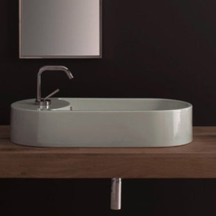 Scarabeo By Nameeks Seventy 8.7'' Glossy White Ceramic Oval Bathroom Sink with Overflow