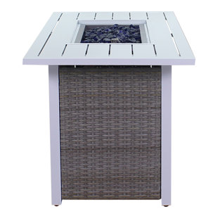 COURTYARD CASUAL FURNITURE Santa Fe Rectangle Propane Fire Pit With 18 Lbs Of Blue Fire Glass