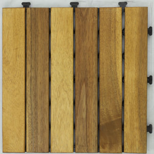 COURTYARD CASUAL FURNITURE 11.8" x 11.8" Wood Interlocking Deck Tile in Brown (Set of 9)