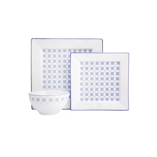 PORLAND Blue Passion 3 Piece Dinnerware Set, Service for 1