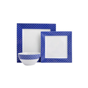 PORLAND Blue Passion 3 Piece Dinnerware Set, Service for 1