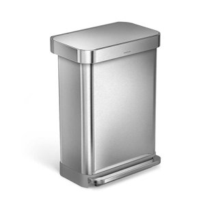 simplehuman Rectangular Hands-Free Kitchen Step Trash Can with Soft-Close Lid