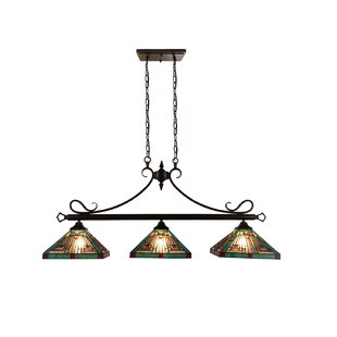 THE TWILLERY CO.® Wilmot Mission Tiffany-Style Blackish Bronze 3 Light Island Pendant 47" Wide