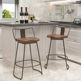 WILLISTON FORGE Adewale Swivel Counter Stool with Metal Frame (Set of 2)