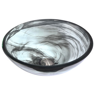 ANZZI Mezzo 16.5'' Tempered Glass Circular Bathroom Sink with Faucet