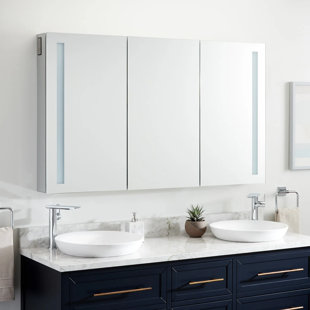 SIGNATURE HARDWARE 53" Seren Lighted Medicine Cabinet with Tunable LED and Wireless Speaker