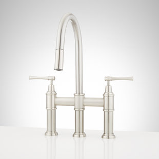 SIGNATURE HARDWARE Hurston Pull Down Bridge Faucet with Accessories