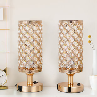 ROSDORF PARK Dealia 12.59" Gold Table Lamp Set with USB (Set of 2)