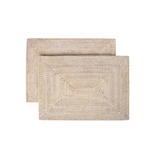 ROSECLIFF HEIGHTS Bavan Jute No Pattern Rectangle Placemat (Set of 2)
