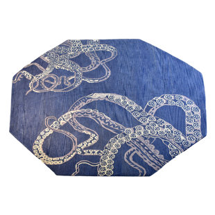 BREAKWATER BAY Glasscock HAND TUFTED WOOL ECO-FRIENDLY AREA RUGS - Blue & Beige Color | Contemporary Design