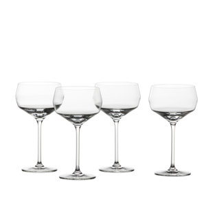 FORTESSA Zwiesel Glas Tritan Crystal Glass Gigi Collection, 15.7 Ounce, Set Of 4, Coupe With Effervescence Points (Set of 4)