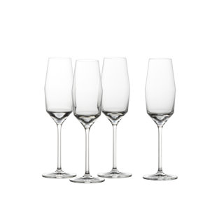 FORTESSA Zwiesel Glas Tritan Crystal Glass Gigi Collection, 10 Ounce, Set Of 4, Sparking Wine Flute With Effervescence Points (Set of 4)