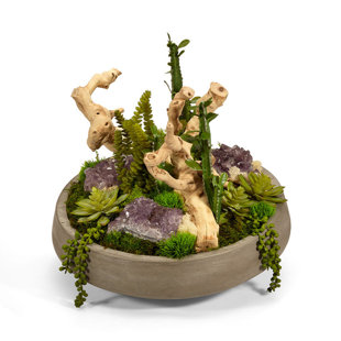 T&C FLORAL COMPANY 20'' Faux Plant in Concrete Pot