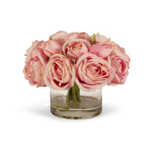 T&C FLORAL COMPANY Faux Silk Rose Arrangement in Vase