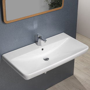 CeraStyle By Nameeks Belo 18.9'' Glossy White Ceramic Rectangular Bathroom Sink with Overflow