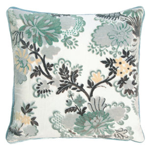 KEVIN O'BRIEN STUDIO Floral Embroidered Square Pillow Cover & Insert