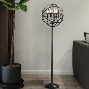 NEWWORLDDECOR 61'' Black Candelabra Floor Lamp Set with Outlet
