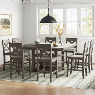 LAUREL FOUNDRY MODERN FARMHOUSE® Helmsley Extendable Solid Wood Pedestal Dining Set