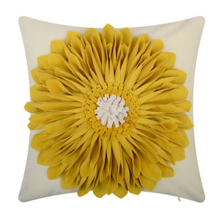 JWH 3D Sunflower Throw Pillow Cover Handmade Floral Accent Pillow Case Decorative Cushion Cover
