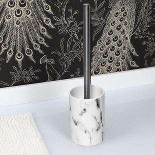 EVIDECO Marble Effect Freestanding Toilet Brush and Holder Set