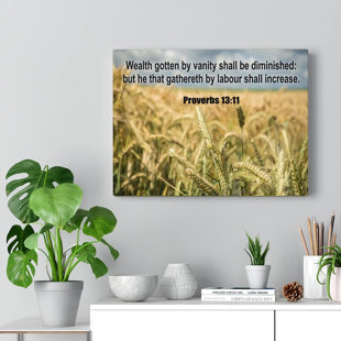BLUE ELEPHANT Wealth Proverbs 13:11Christian - Wrapped Canvas Print