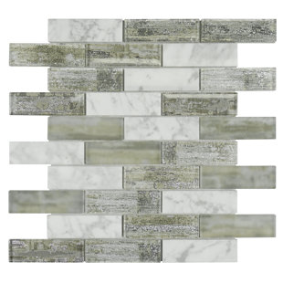 SYMPLE STUFF Shlok 1.2 x 4 Brick Joint Glass Marble Mosaic Wall Tile