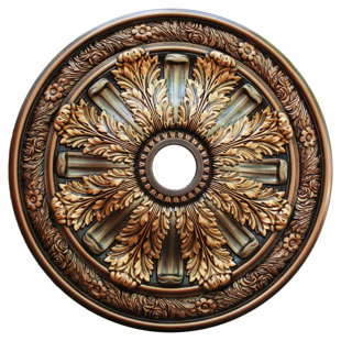 FROMPLAINTOBEAUTIFULINHOURS Burnish Leavess 30" D Polyurethane Hand Painted Ceiling Medallion