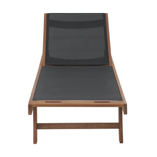 ALATERRE Caspian 73" Wide Eucalyptus Wood Outdoor Lounge Chair with Mesh Seating