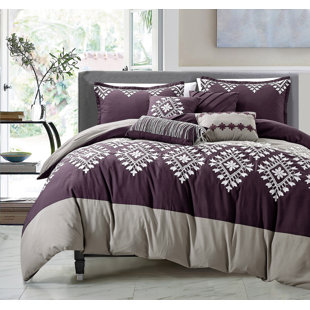 LADY SANDRA Box Stitch Damask Comforter Set