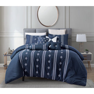 LADY SANDRA Box Stitch Damask Comforter Set