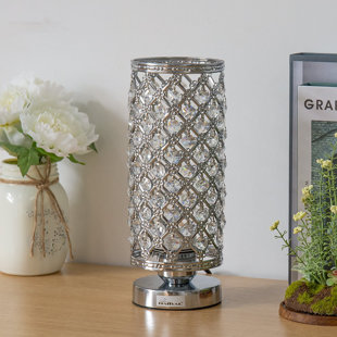 ROSDORF PARK Crystal Table Lamp Bedside Nightstand Desk Reading Lamp Bedroom Living Room