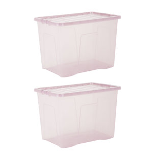 Wham Crystal 80L Plastic Storage Boxes Set of 2 Tint Spectrum Blue (Set of 2)